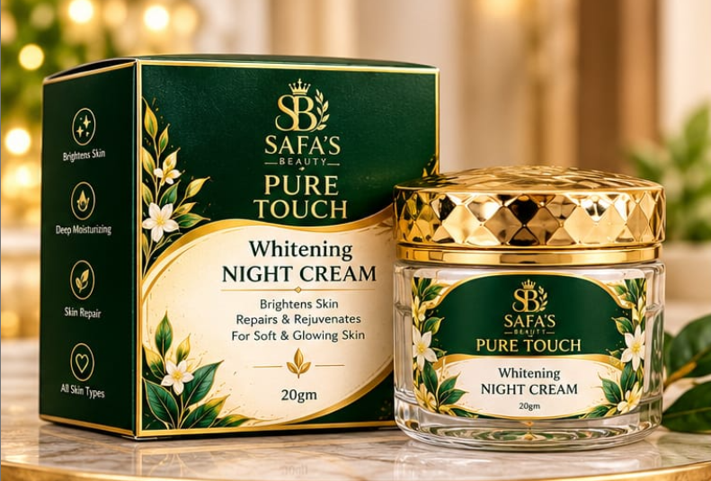 SAFA'S BEAUTY Pure Touch Whitening Night Cream product packaging